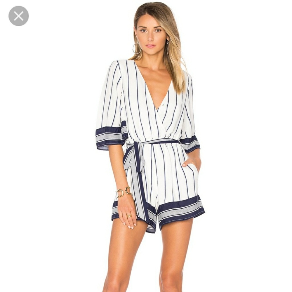 NWOT Navy and white romper